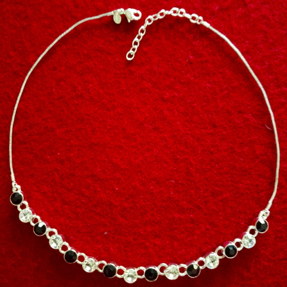 Black and Clear Rhinestone Choker style Necklace NWOT